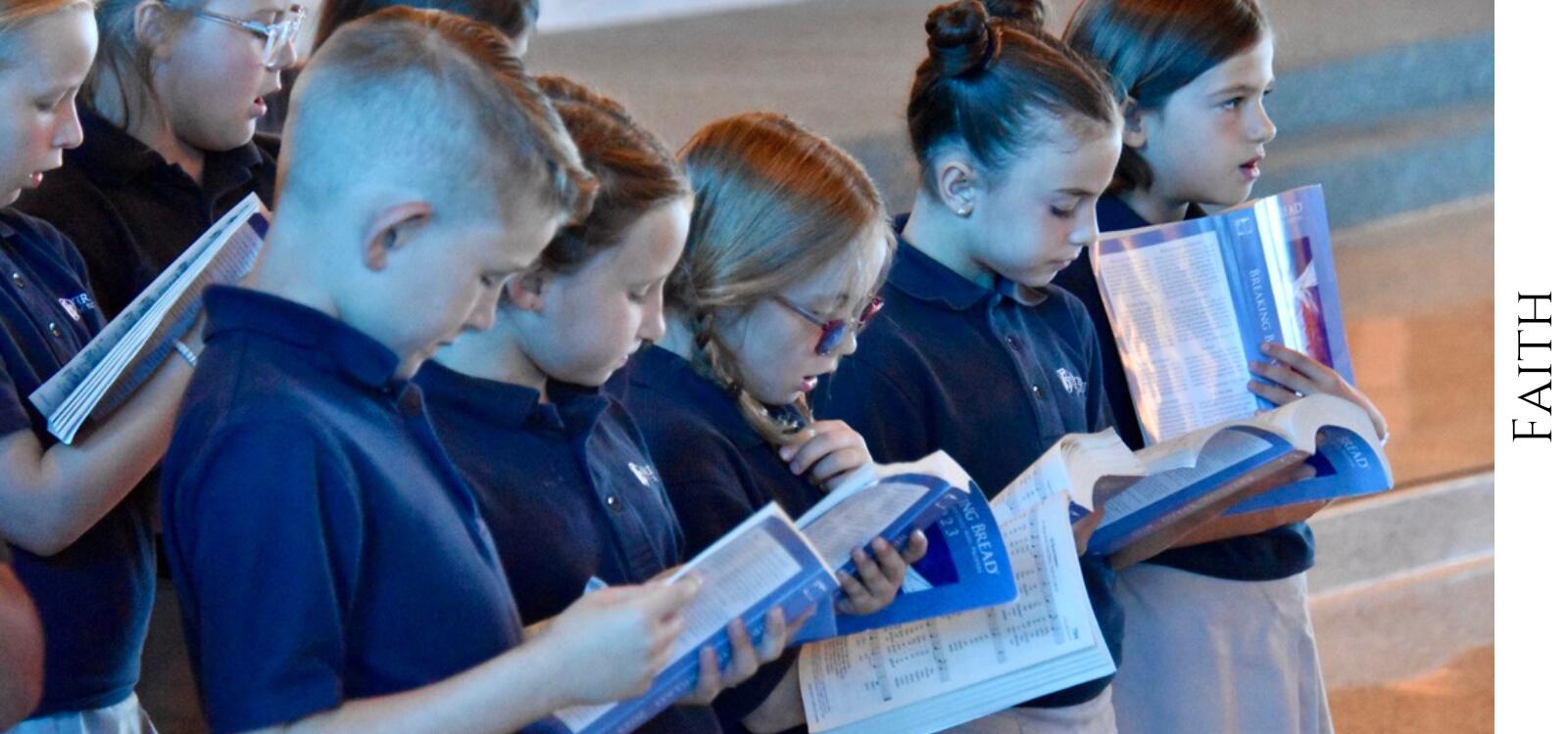 students singing at Mass